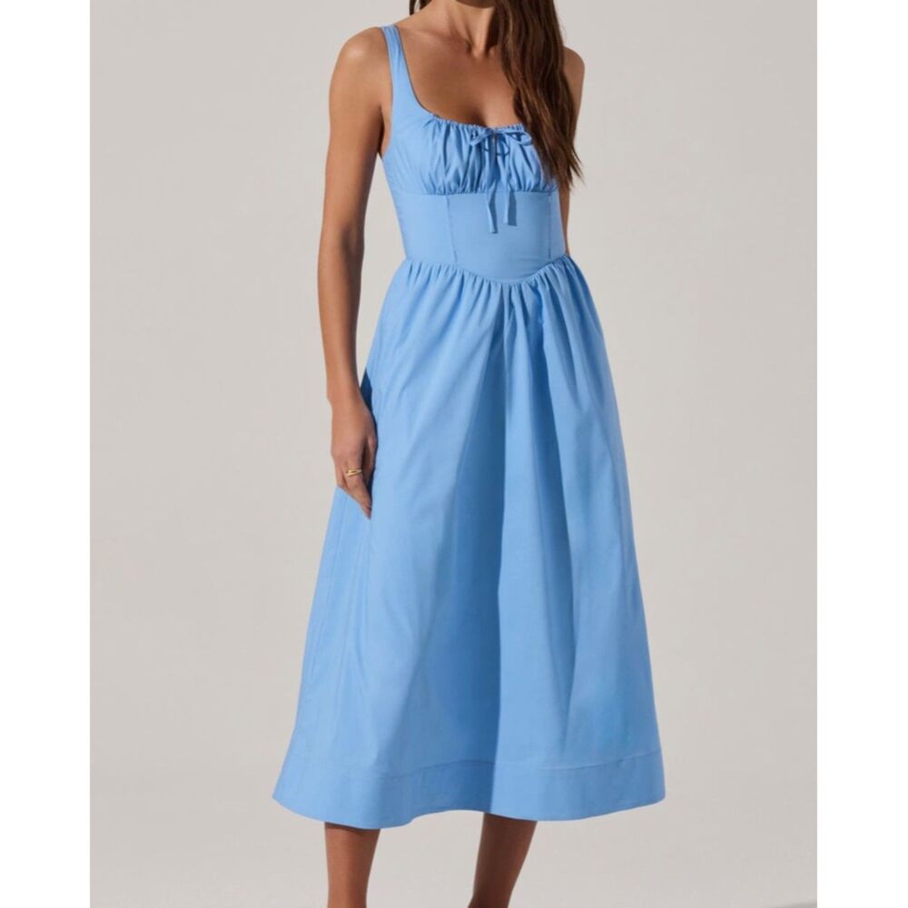 ASTR The Labal Light Blue Corset Midi Dress Size Small
